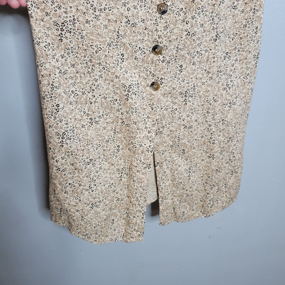 Japna Beige Floral Midi Dress with Front Buttons - Picture 6 of 6